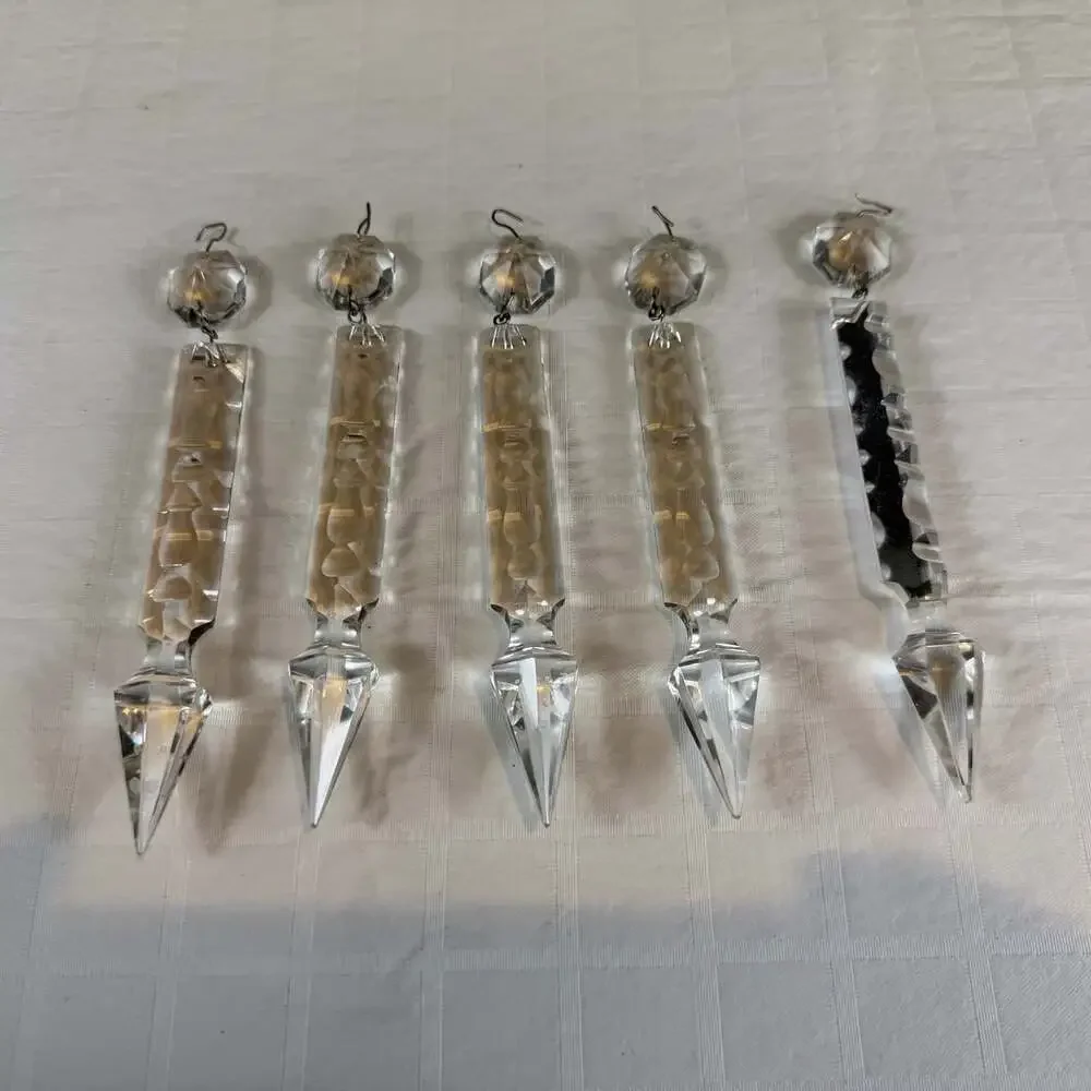 Clear Faceted Crystal Chandelier Prism Drops w/ Octagon Connector 6
